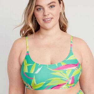 Old Navy Top & Bottom Swim Green Leaves Tropical Bright Colorful Size 4X Bikini